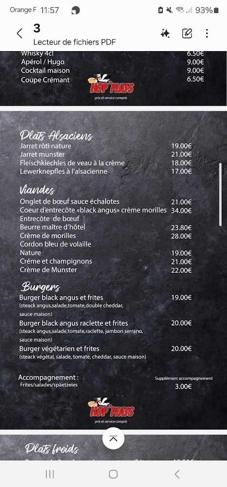 Restaurant Hop'Plats - Menu Image 1